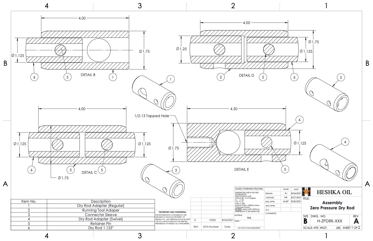 H-ZPDRK-XXX Dry Rod Kit GA